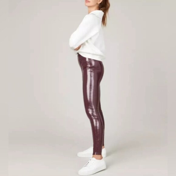 NWT SPANX‎ Faux Patent Leather Liquid Gloss LEGGINGS 20301R Ruby Size LARGE - Picture 4 of 16